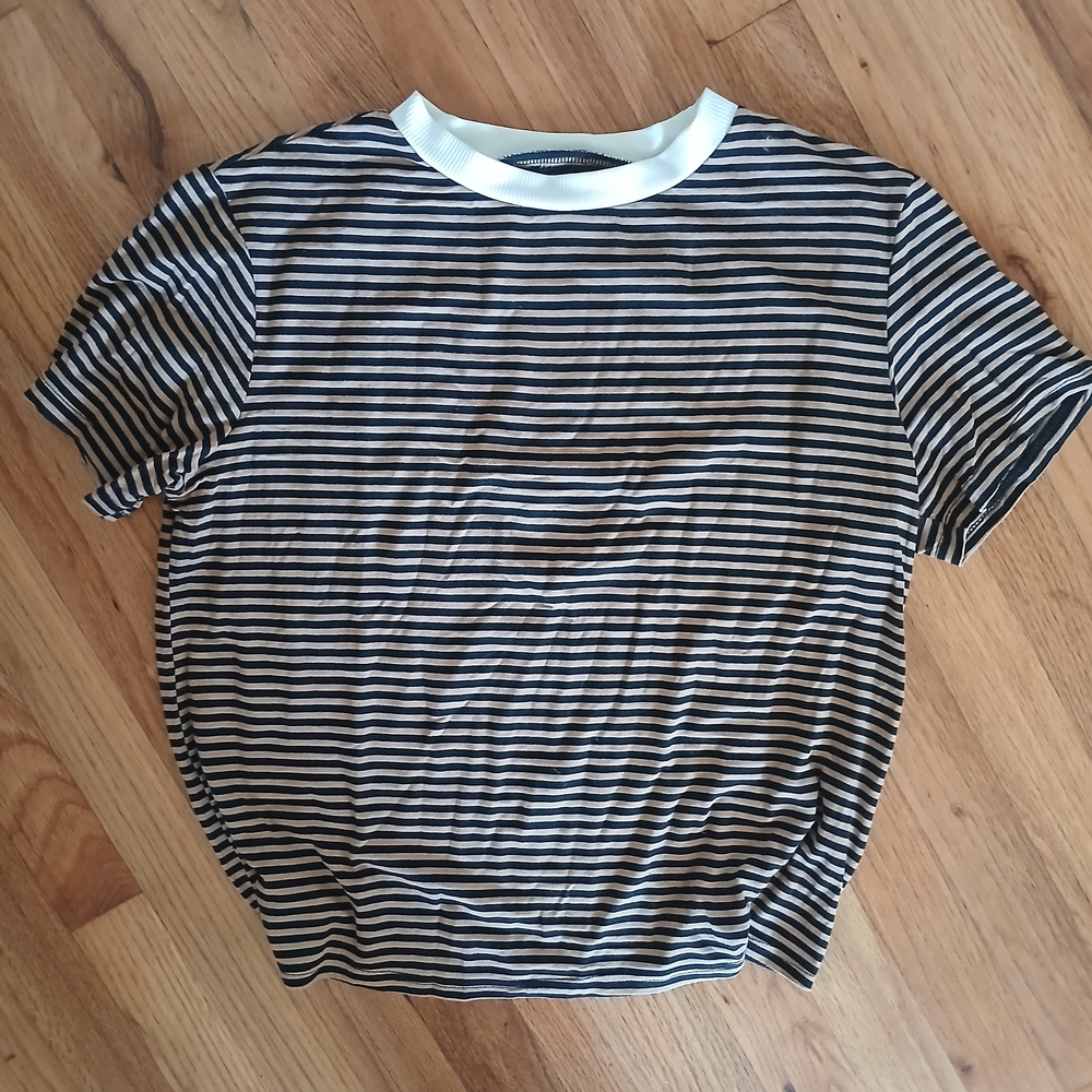 Black and Tan Striped Shirt